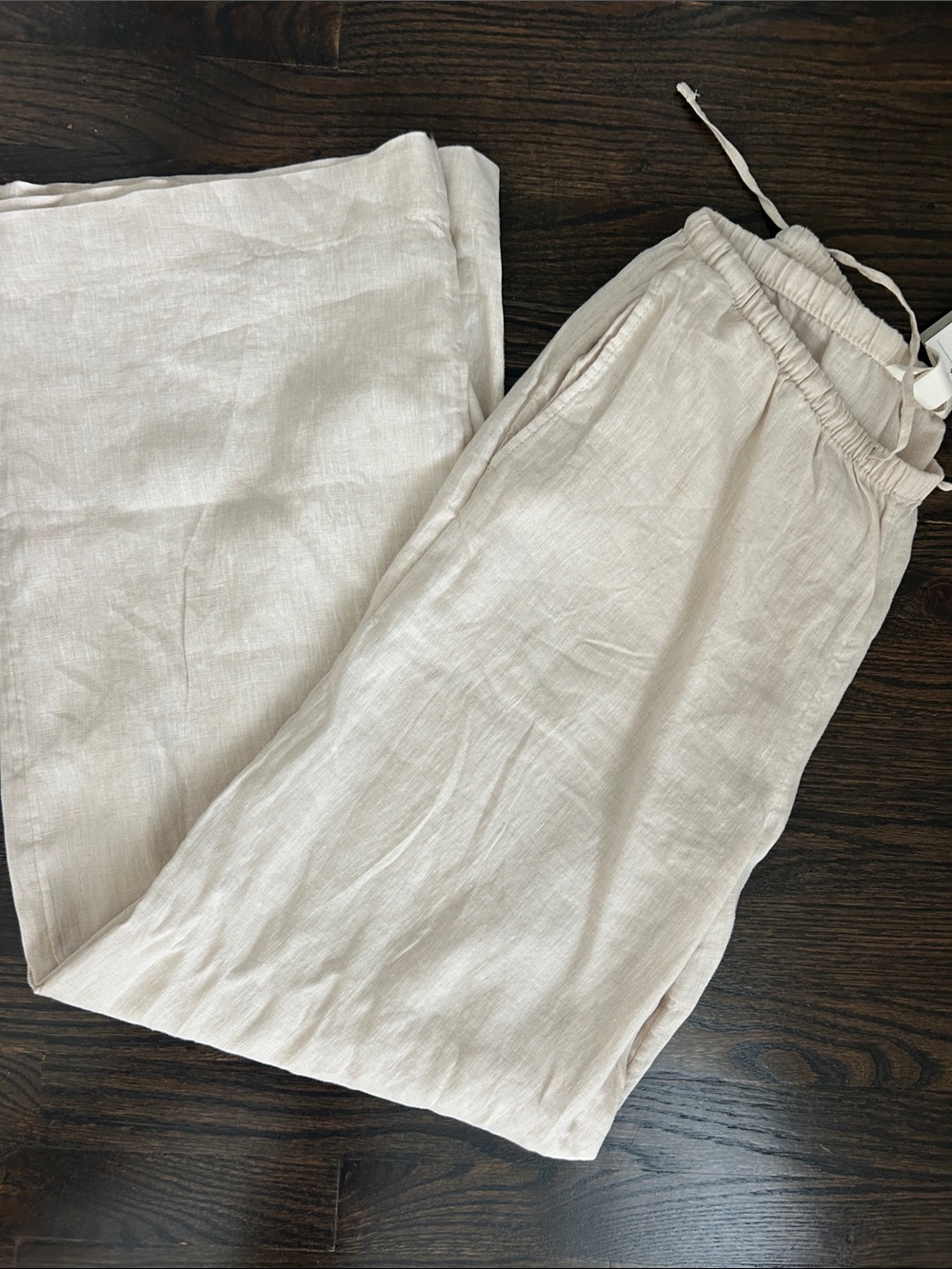 Neutral Beige Linen Women's Pants